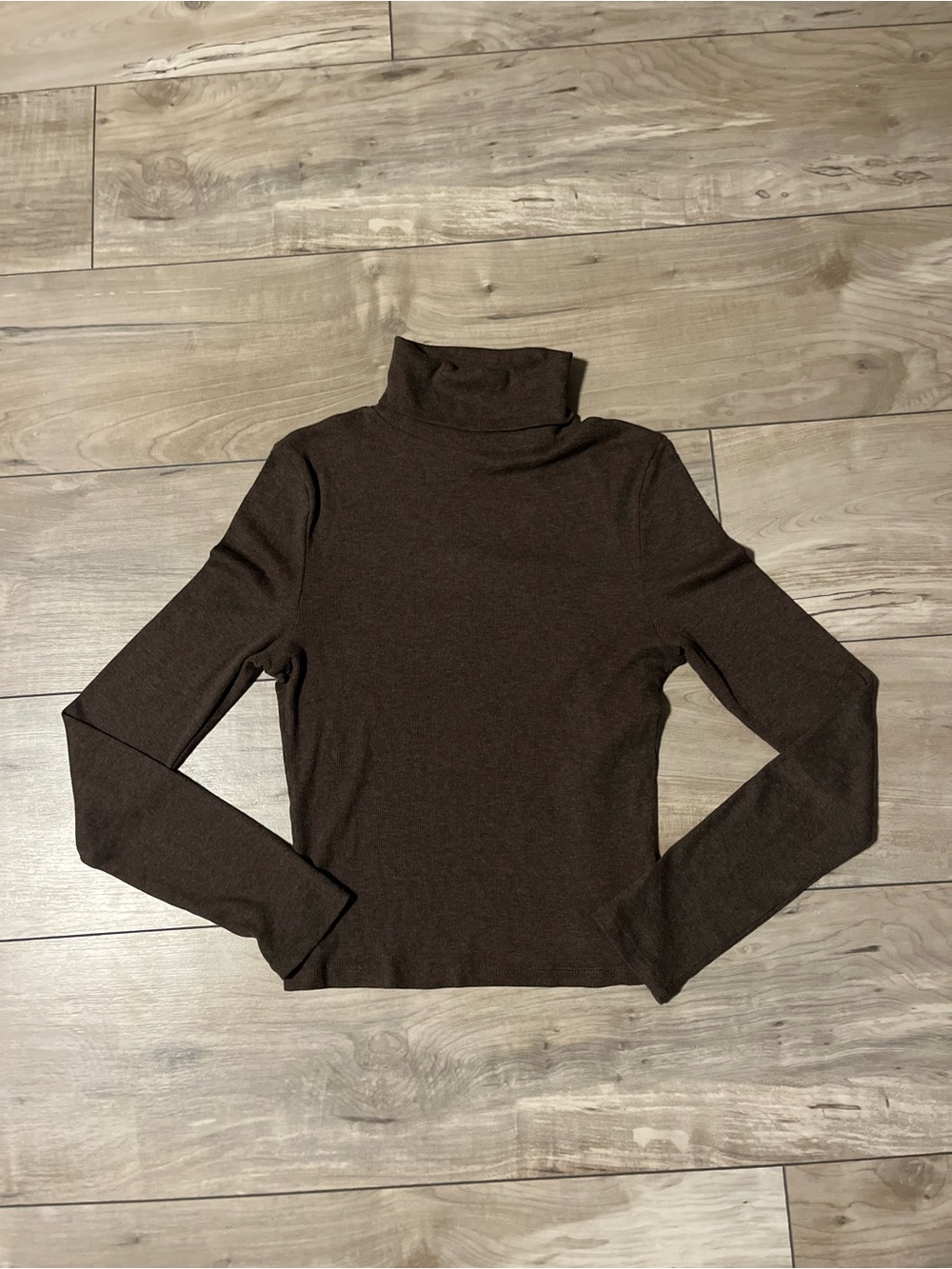 Madewell Brown Ribbed Knit Fall Turtleneck Long Sleeve Knit Tee Top Sz M women’s